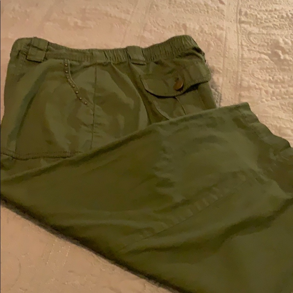 Basic Editions Olive Green Capri